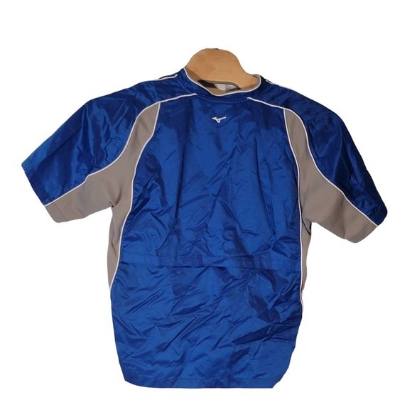 Mizuno Short Sleeve Baseball Warmup Jacket Quarter Zip Blue Gray Size Medium - Picture 3 of 7